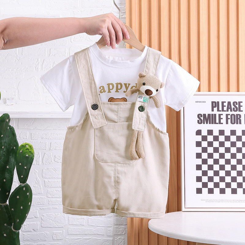 Summer Children Cotton T-shirt Suspender Suit (Available)
