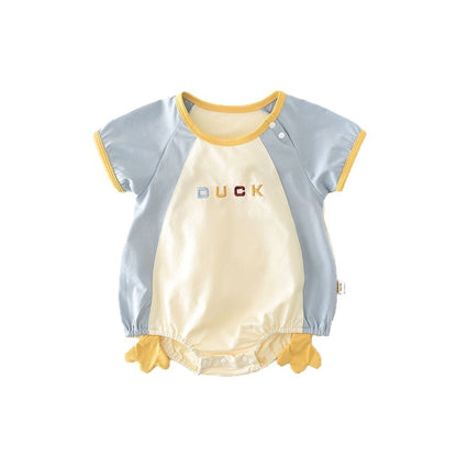 Newborn Contrast Color Short-sleeved Rompers 52857 (Available)