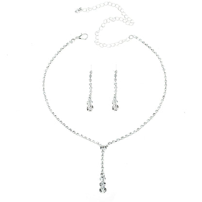 Silver Water Drop Necklace Earrings Two-piece Set Combination  (Available)