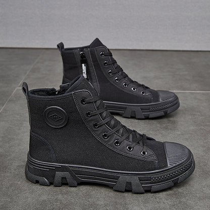 Breathable Men's High-top Non-slip Wear-resistant Side Zipper Protective Shoes