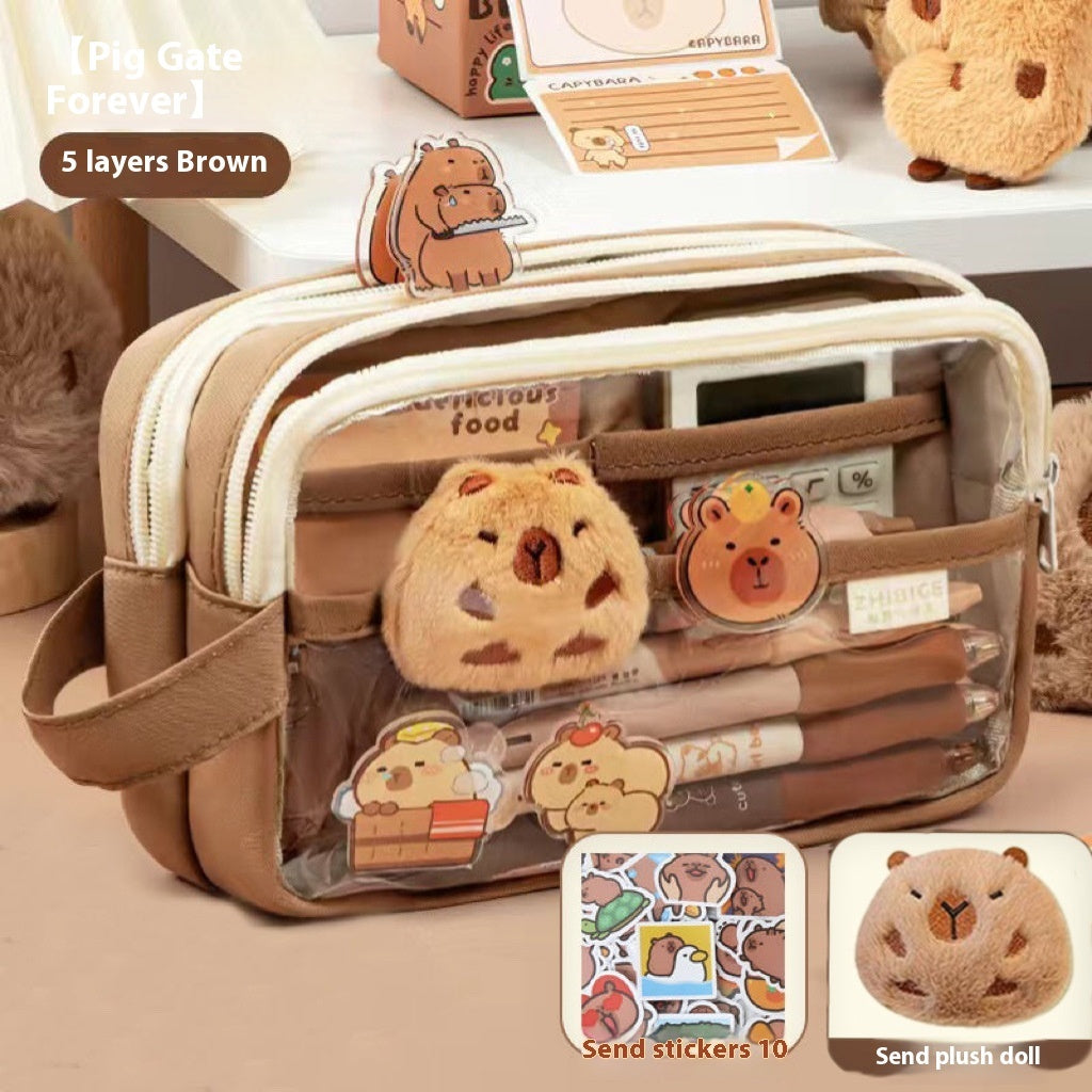 Capabala Large Capacity Transparent Stationery Pencil Case