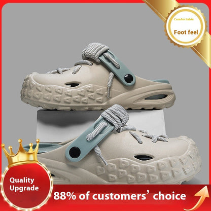 Hole Shoes Men's Summer Outdoor Closed Toe Poop Feeling Couple Half Slippers Beach Sandals (Available)