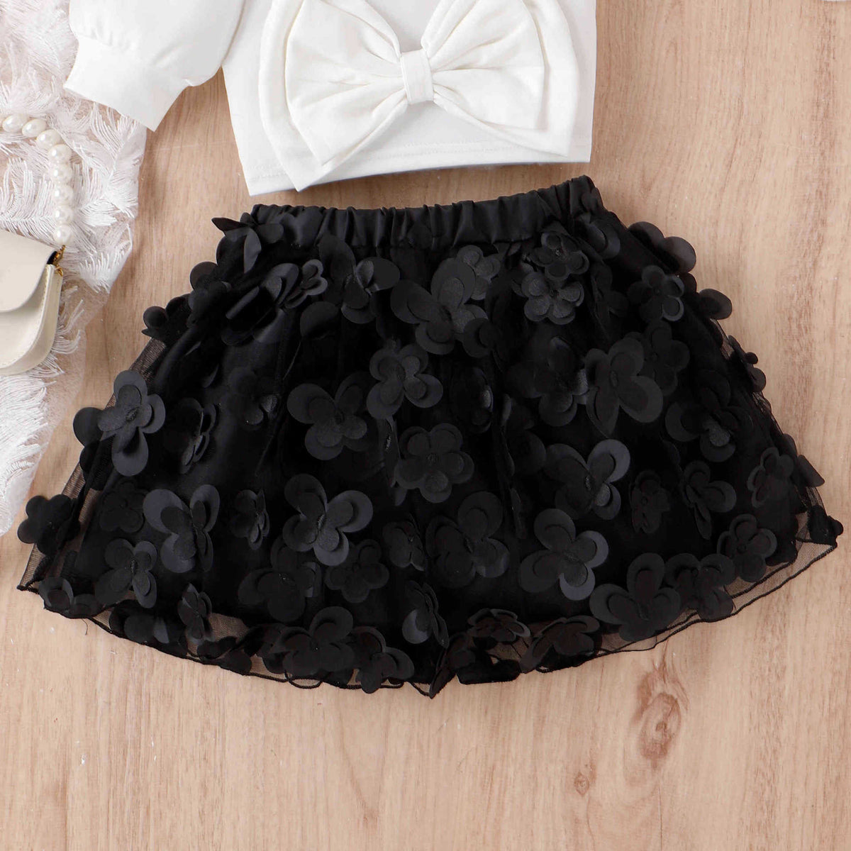 Diagonal Shoulder Strap Bubble Sleeve Bow Top