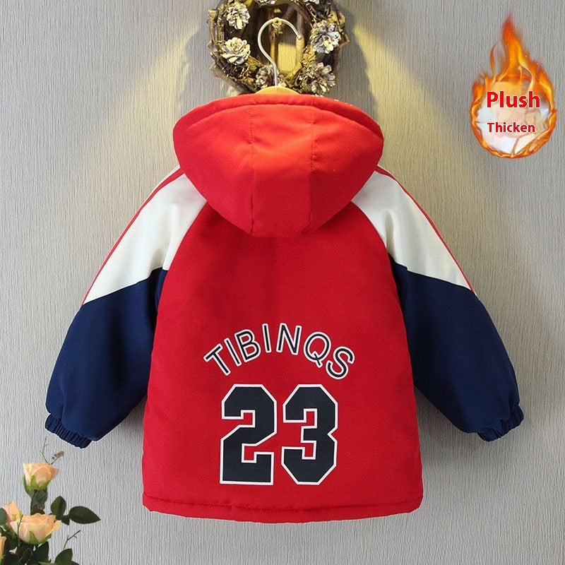 Boys' Autumn And Winter Clothes Velvet Padded Thickened Coat