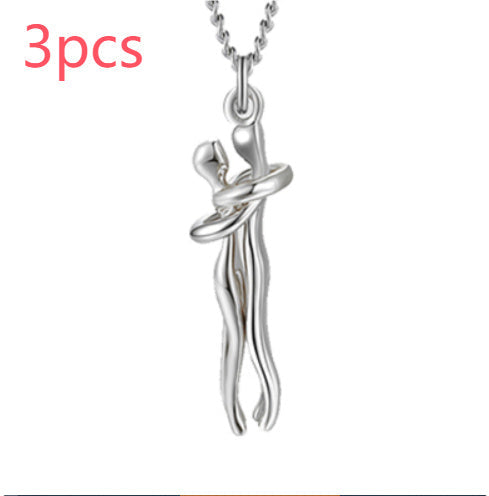 Love Hug necklace with a minimalist hugging pendant for men and women, ideal for couples, anniversaries, and everyday wear