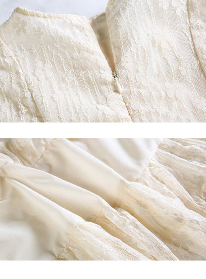 Girls' Simple Long Lace Cake Dress