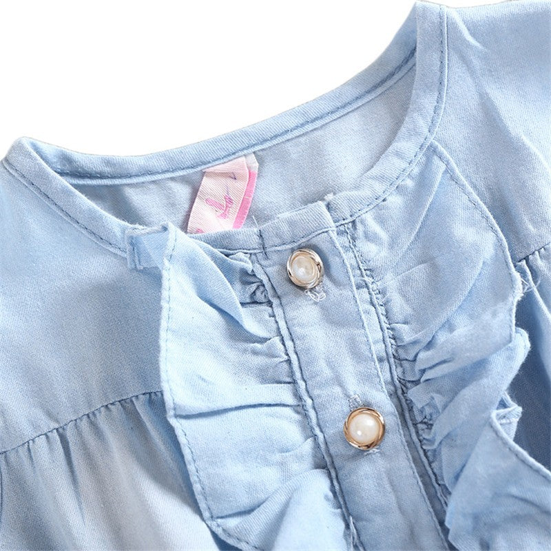 Summer Children Sleeveless Girl Denim Floral Dresses  (Available)