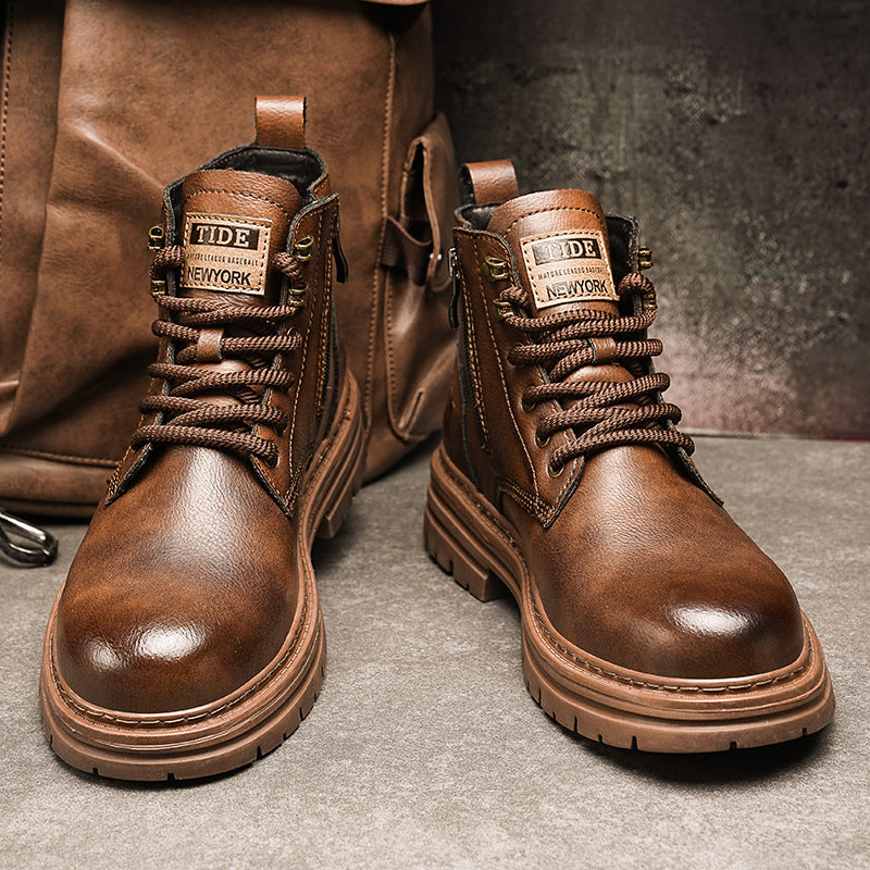 New Trendy Autumn And Winter High-top American Vintage Work Boots ( Available )