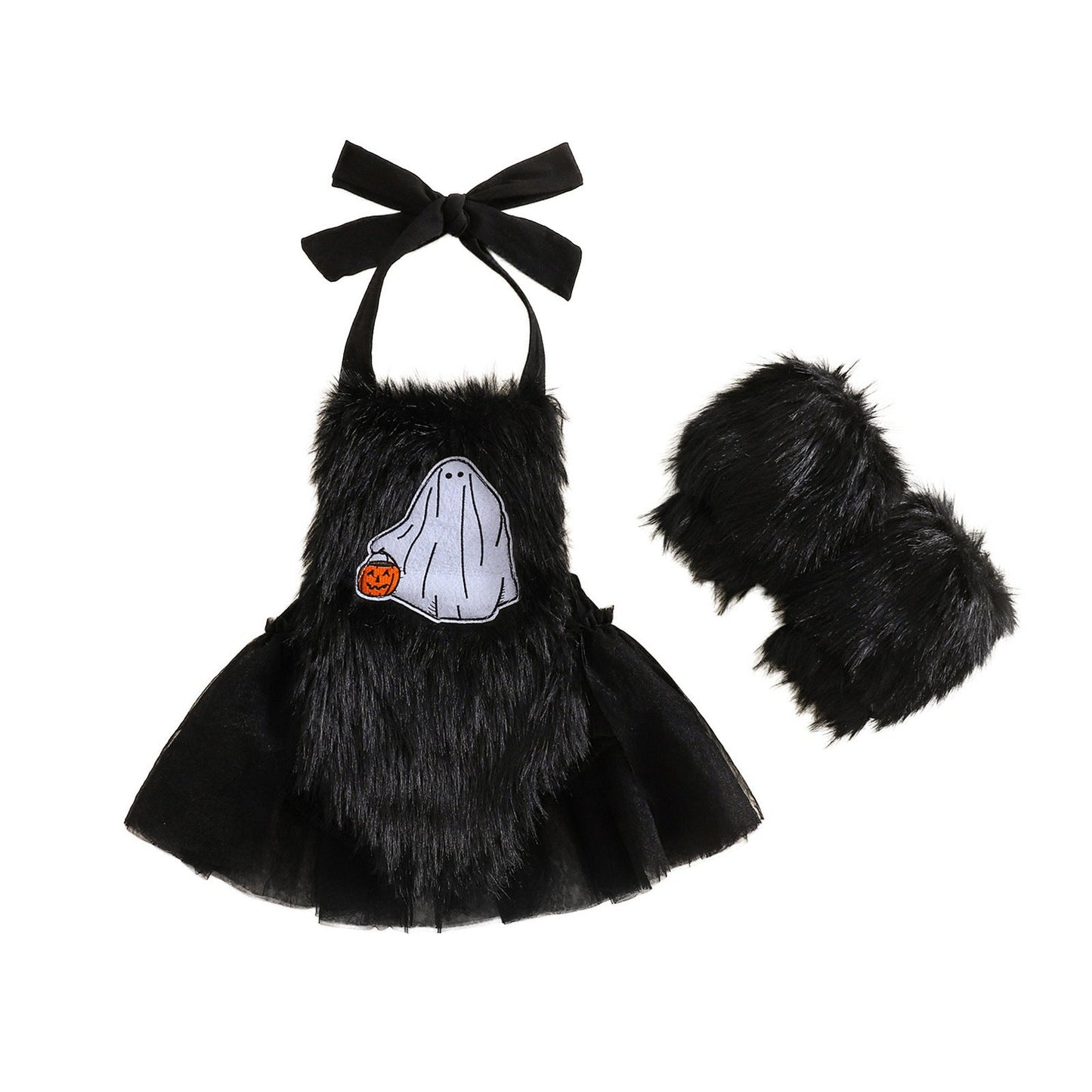 Halloween Children's Clothing Plush Girls' Cute Crawling Suit Two-piece Set