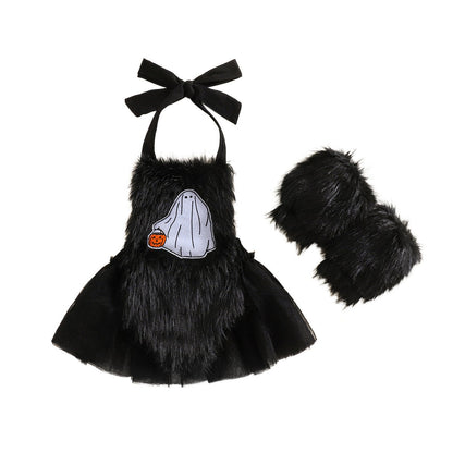 Halloween Children's Clothing Plush Girls' Cute Crawling Suit Two-piece Set