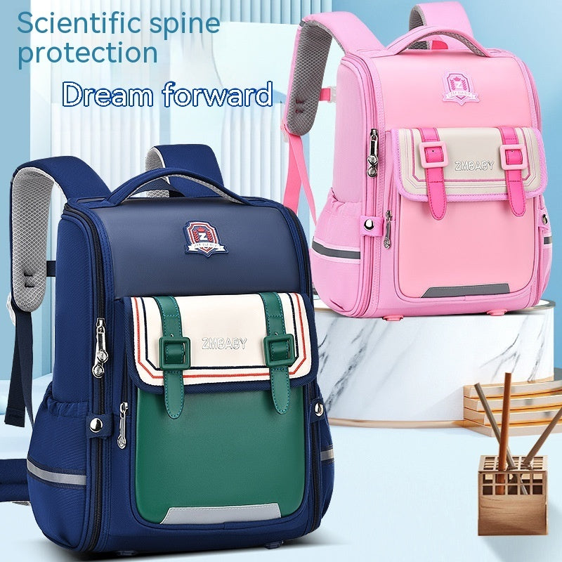 One-piece Open Spine Protection Children's Schoolbag Lightweight