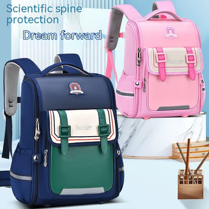 One-piece Open Spine Protection Children's Schoolbag Lightweight