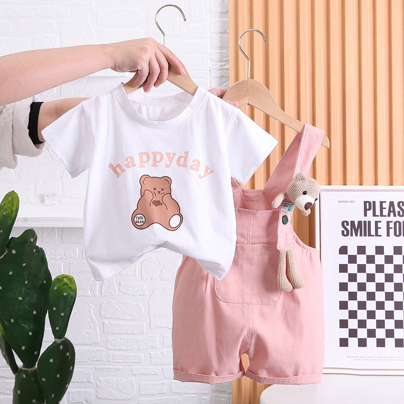 Summer Children Cotton T-shirt Suspender Suit (Available)
