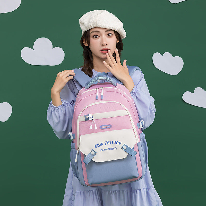 New Student Schoolbag Colorful Contrast Color Schoolbag