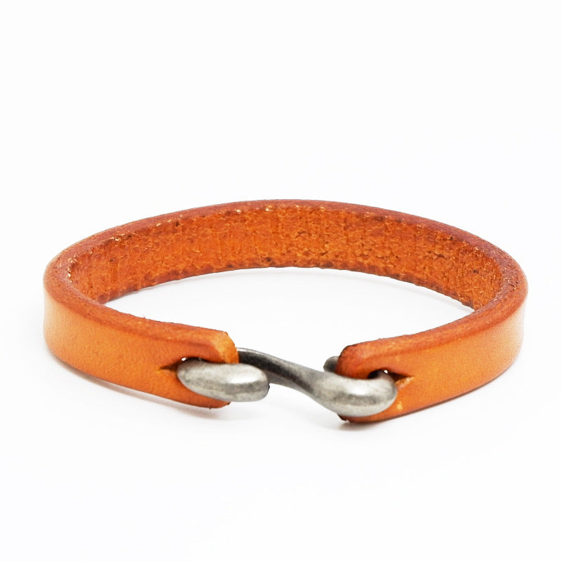 S buckle brown leather bracelet