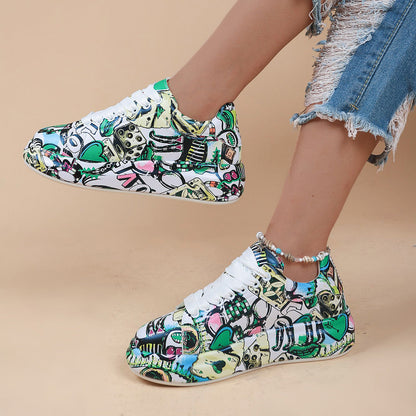 Thick Bottom Lace-up Sports Shoes Round Head    (Available)