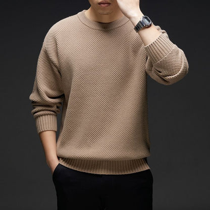 Ankela Red Dopamine Low Collar Middle-aged Sweater