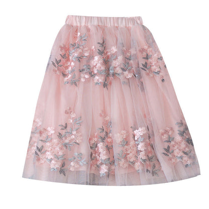 Girls Casual Mesh Floral Tutu Skirt (Available)
