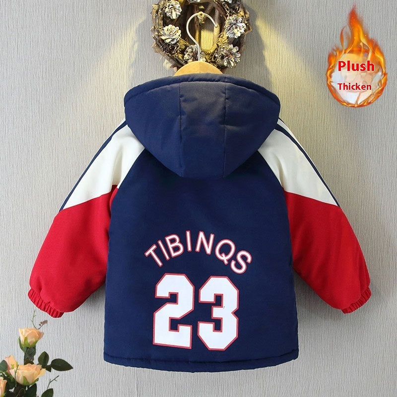 Boys' Autumn And Winter Clothes Velvet Padded Thickened Coat