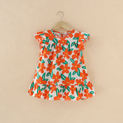 Girls' Cartoon Print Dress