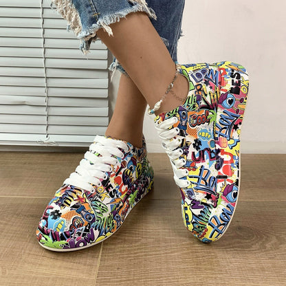 Thick Bottom Lace-up Sports Shoes Round Head    (Available)