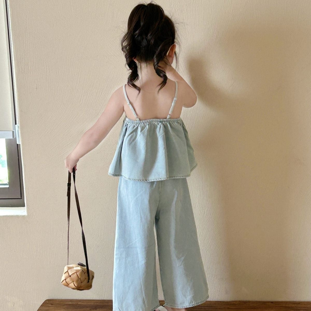 Girls Denim Pants Set Bangladesh Embroidered Vest - Small China Town