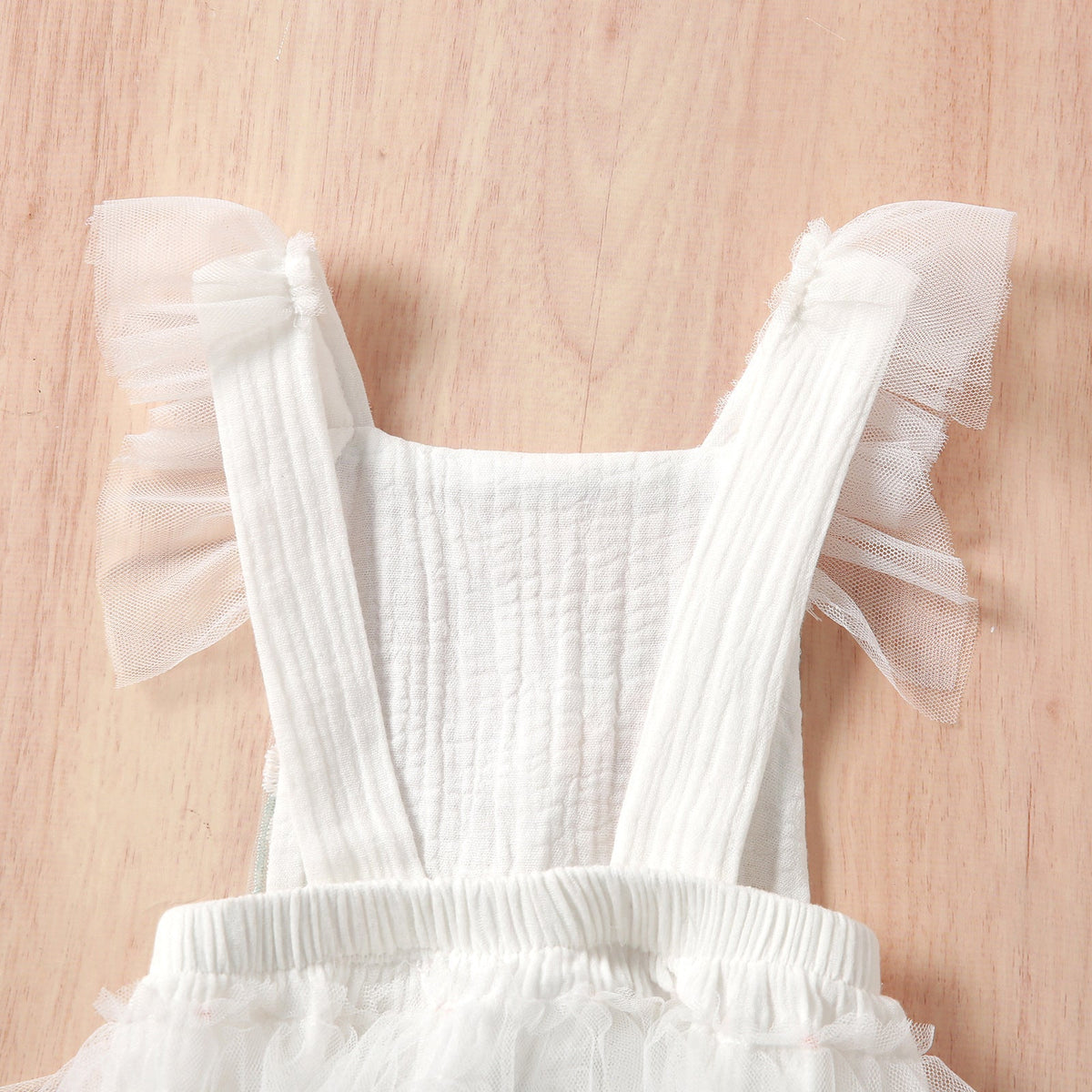 Baby Girl Romper Lace Sleeve Embroidered  Back Tulle Jumpsuit (Available)
