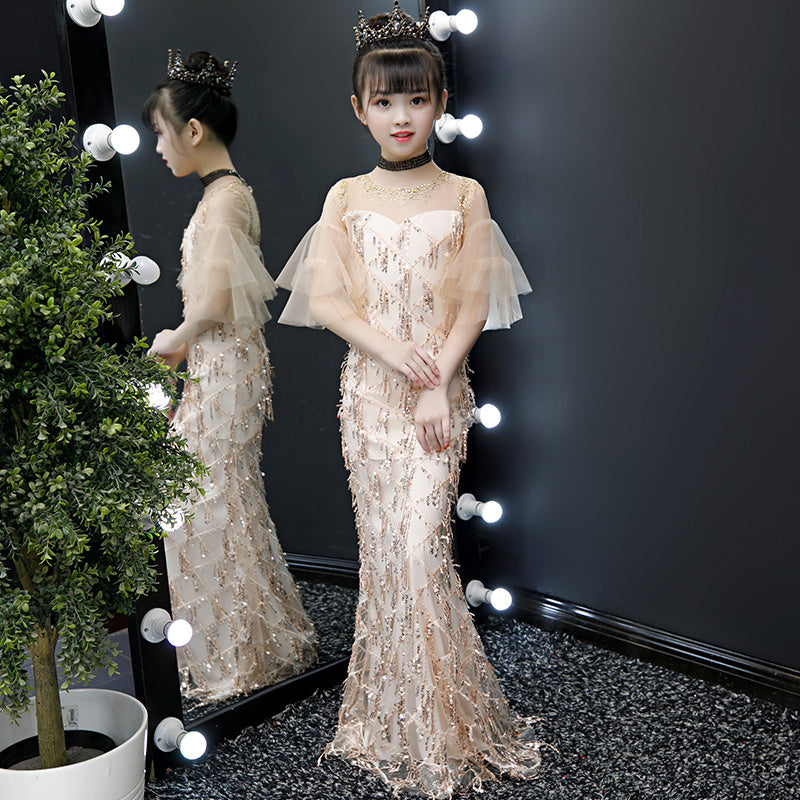 Girls princess fishtail dress Bangladesh luxury evening party gown for wedding birthday and special occasions