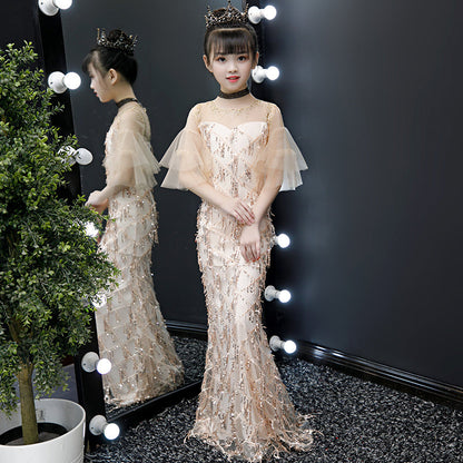 Girls princess fishtail dress Bangladesh luxury evening party gown for wedding birthday and special occasions
