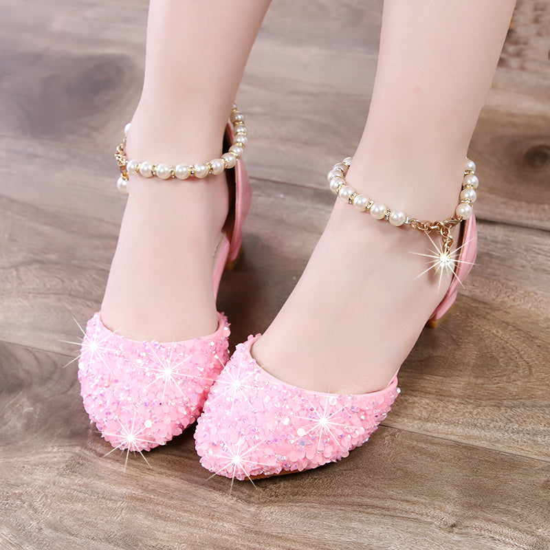 Little Girl Crystal Shoes Dress Shoes Children High Heels   ( Available )
