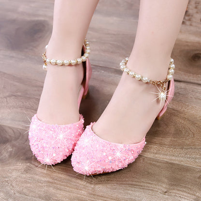 Little Girl Crystal Shoes Dress Shoes Children High Heels   ( Available )