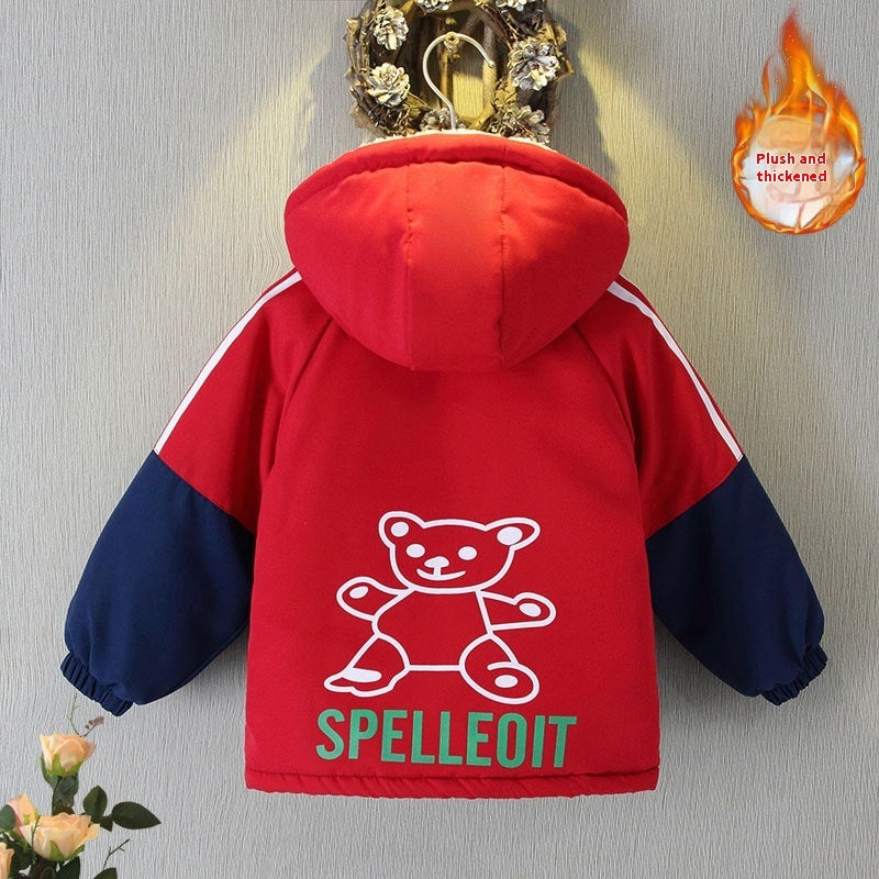 Boys' Autumn And Winter Clothes Velvet Padded Thickened Coat