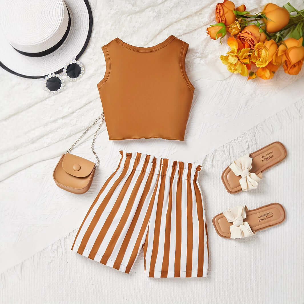 Girls Vest Shorts Set Bangladesh Round Neck - Small China Town