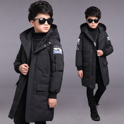 Boys Cotton-padded Clothes New Winter Clothes Medium And Large Children's Mid-length Cotton-padded Clothes Children's Cotton Wadded Jacket Winter Thickness Korean Coat