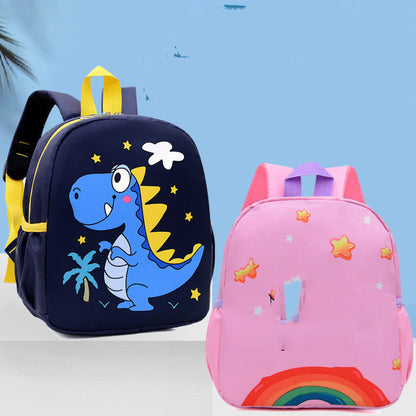 Kindergarten Ergonomic School Backpack with cartoon design, padded shoulder straps, breathable back panel, and lightweight construction for preschool children
