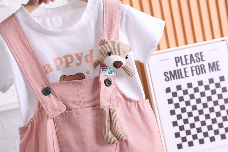 Summer Children Cotton T-shirt Suspender Suit (Available)
