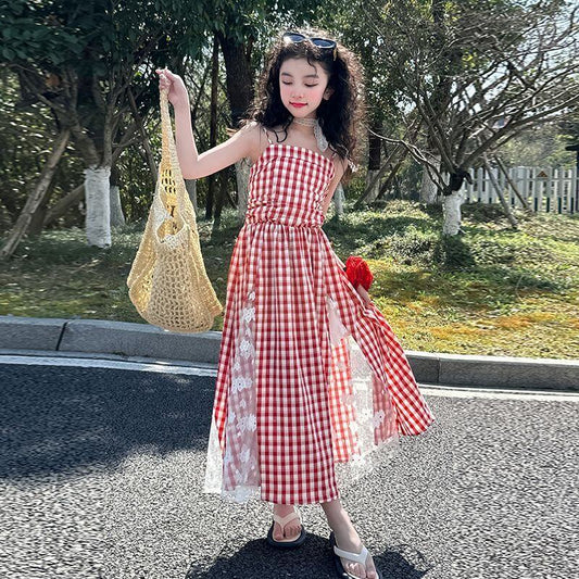 Girls Temperament Lace Stitching Fashion Dress