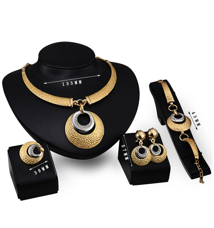 Gold Four-piece Necklace, Earrings And Jewelry Set (Available)