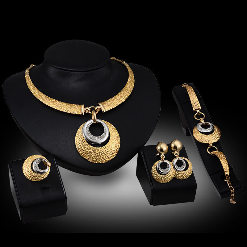 Gold Four-piece Necklace, Earrings And Jewelry Set (Available)