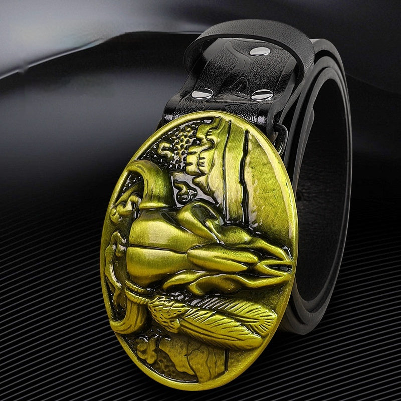 Belt Cow Head Buckle Men  (Available)