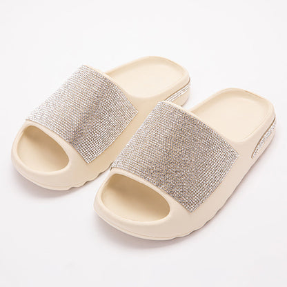 European And American Stick-on Crystals Coconut Sandals