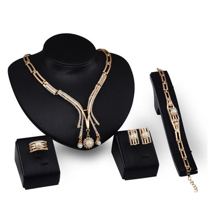 Personalized Fashion Jewelry Set Alloy Necklace Four-piece Set    (Available)