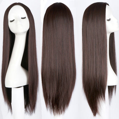 Wigs for women with air bangs, long straight hair, soft girl, realistic and natural full head set  (Available)