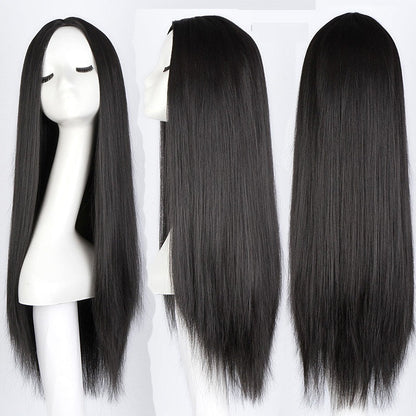 Wigs for women with air bangs, long straight hair, soft girl, realistic and natural full head set  (Available)