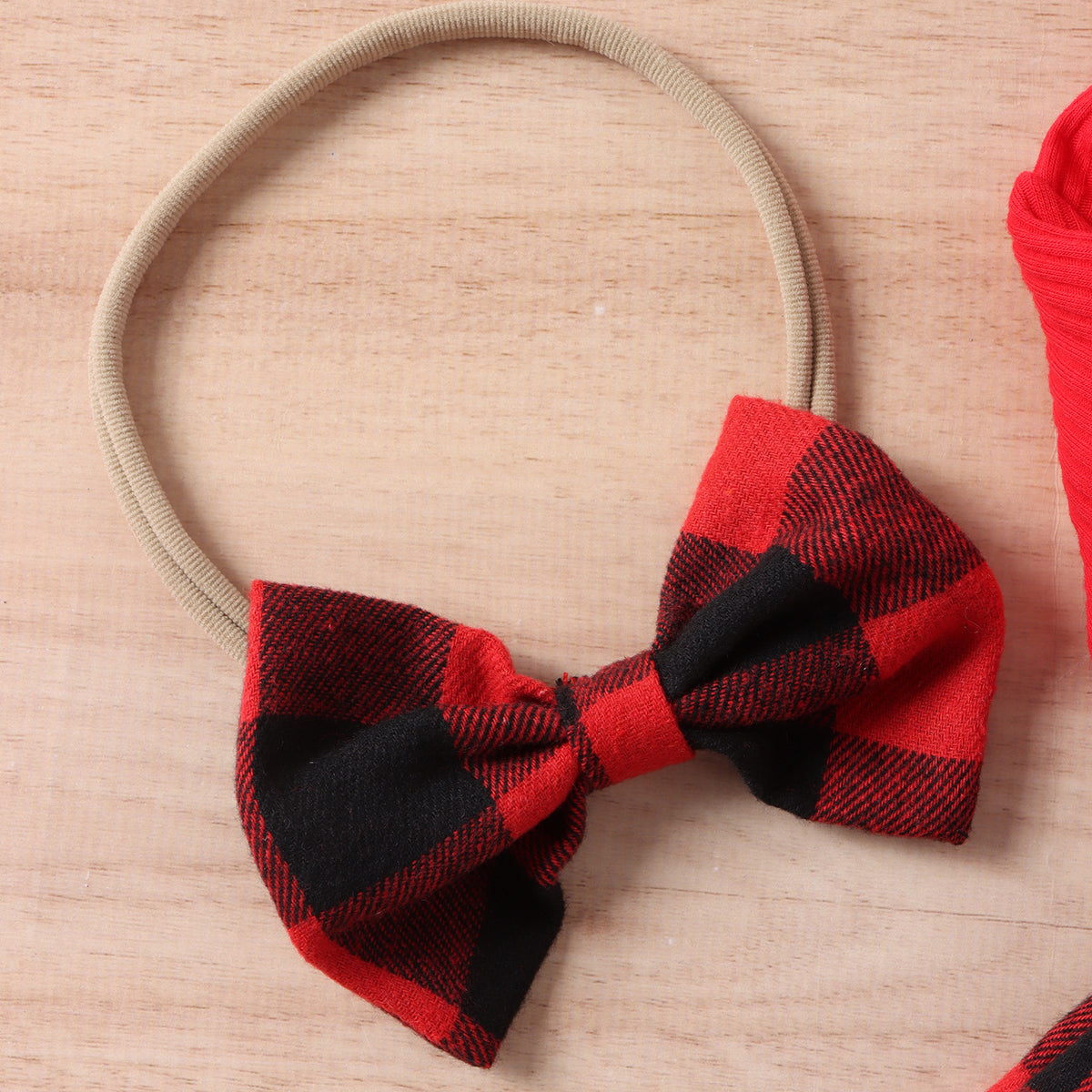 Red Children's Cotton Stitching Tartan Skirt
