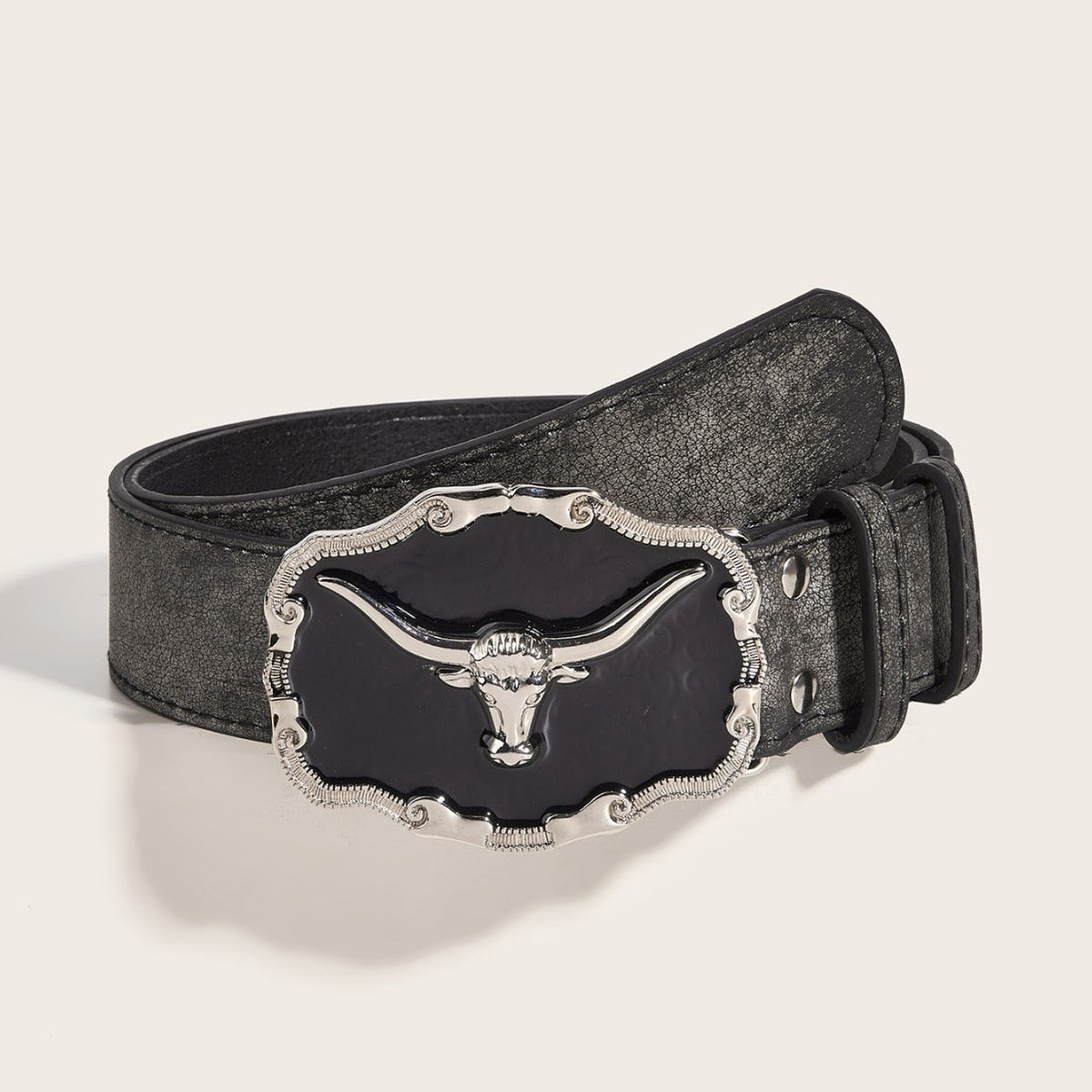 Retro Domineering Epoxy Cattle Head Buckle Women's Casual Men's Jeans Strap Personality ( Available )Belt