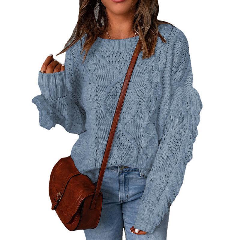 Fashion Pullover Round Neck Knitted Sweater For Women