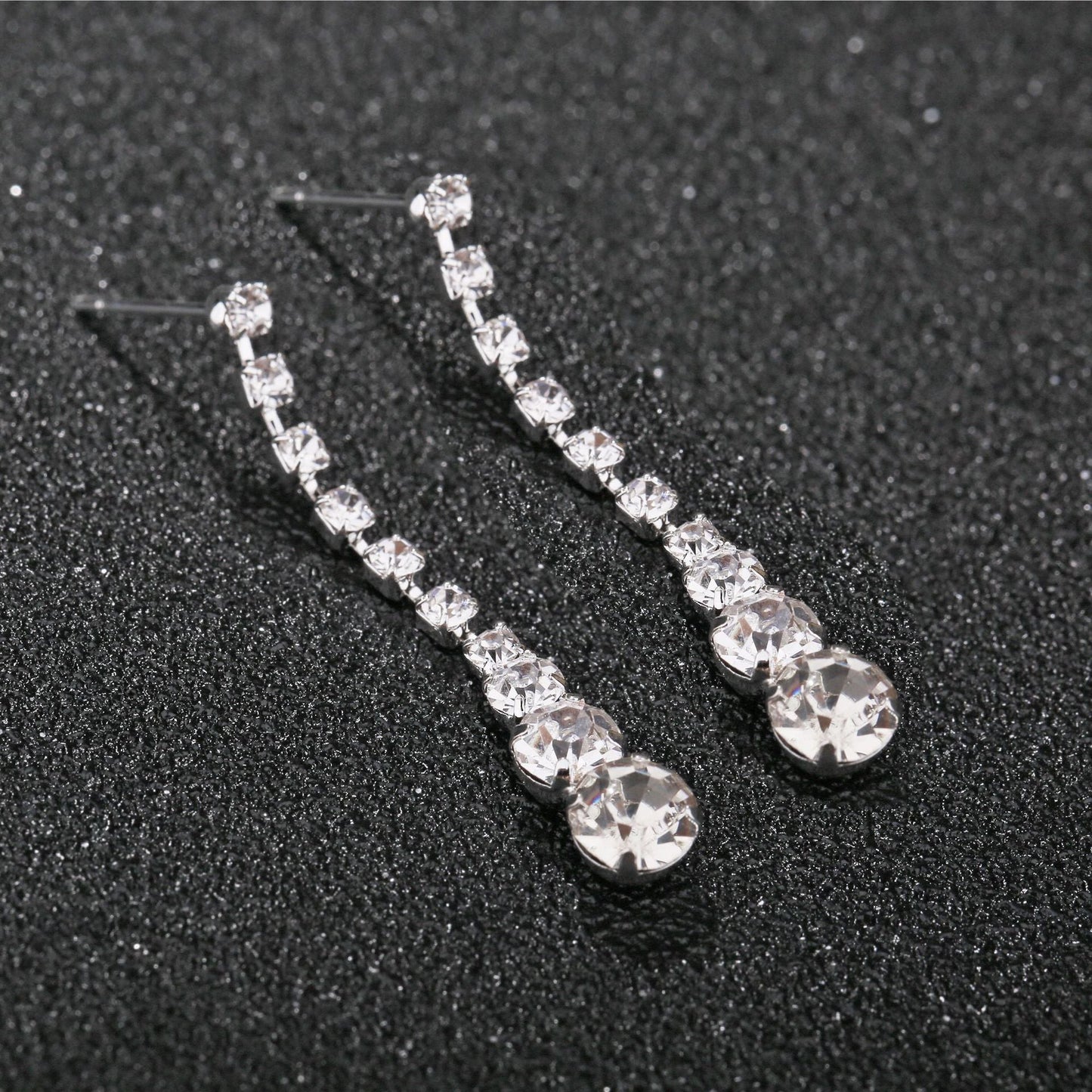 Silver Water Drop Necklace Earrings Two-piece Set Combination  (Available)
