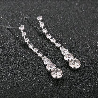 Silver Water Drop Necklace Earrings Two-piece Set Combination  (Available)
