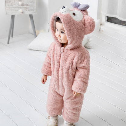 Baby Winter romper clothes Cartoon animals cute baby warm romper